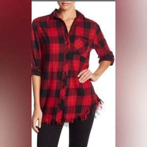 Beach Lunch Lounge Red Plaid Button Up shirt